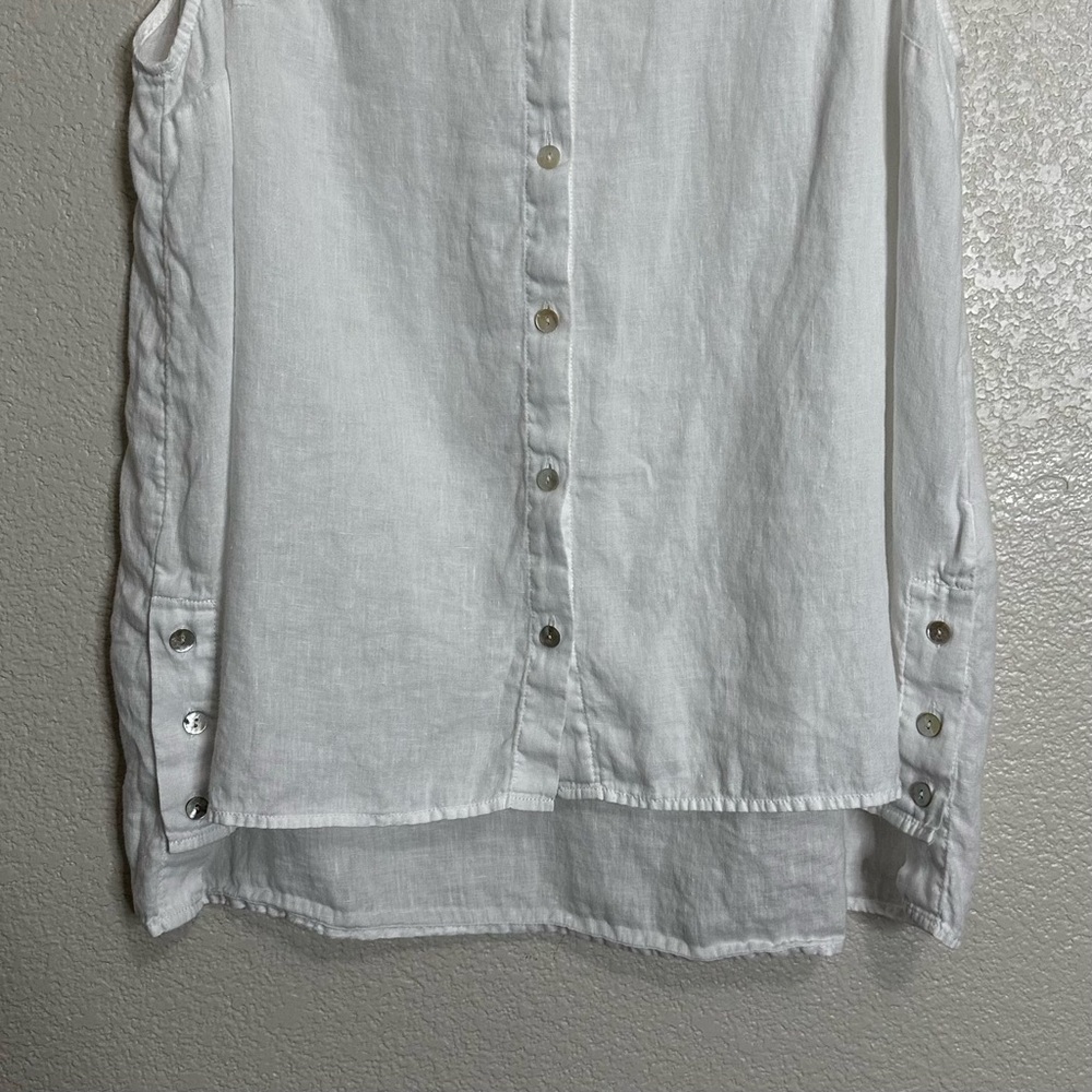 Jones New York 100% Linen White Sleeveless Button Down Tunic Top, Size XL - Picture 3 of 11
